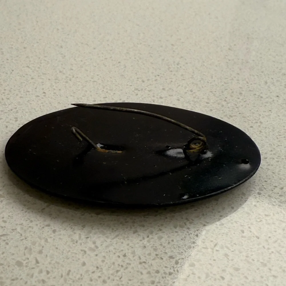 Vintage Brooch Pin Russian Hand Painted Lacquer Flowers Floral Oval - Picture 7 of 8